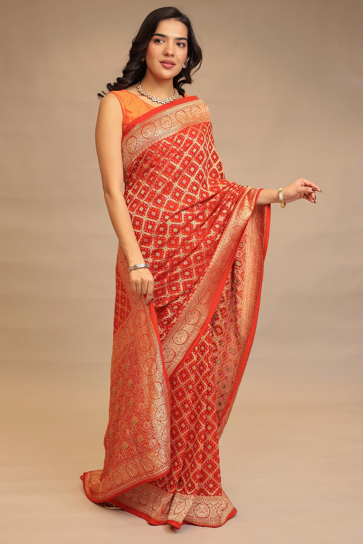 Bandhej, Power loom  Georgette  Saree