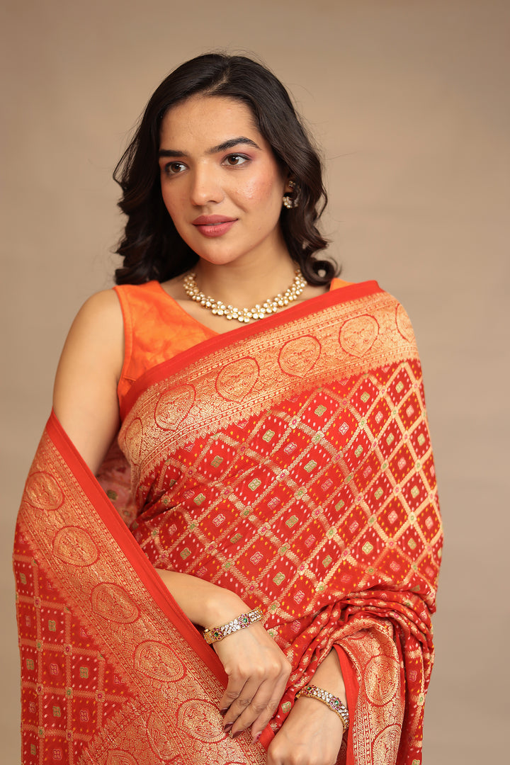 Bandhej, Power loom  Georgette  Saree