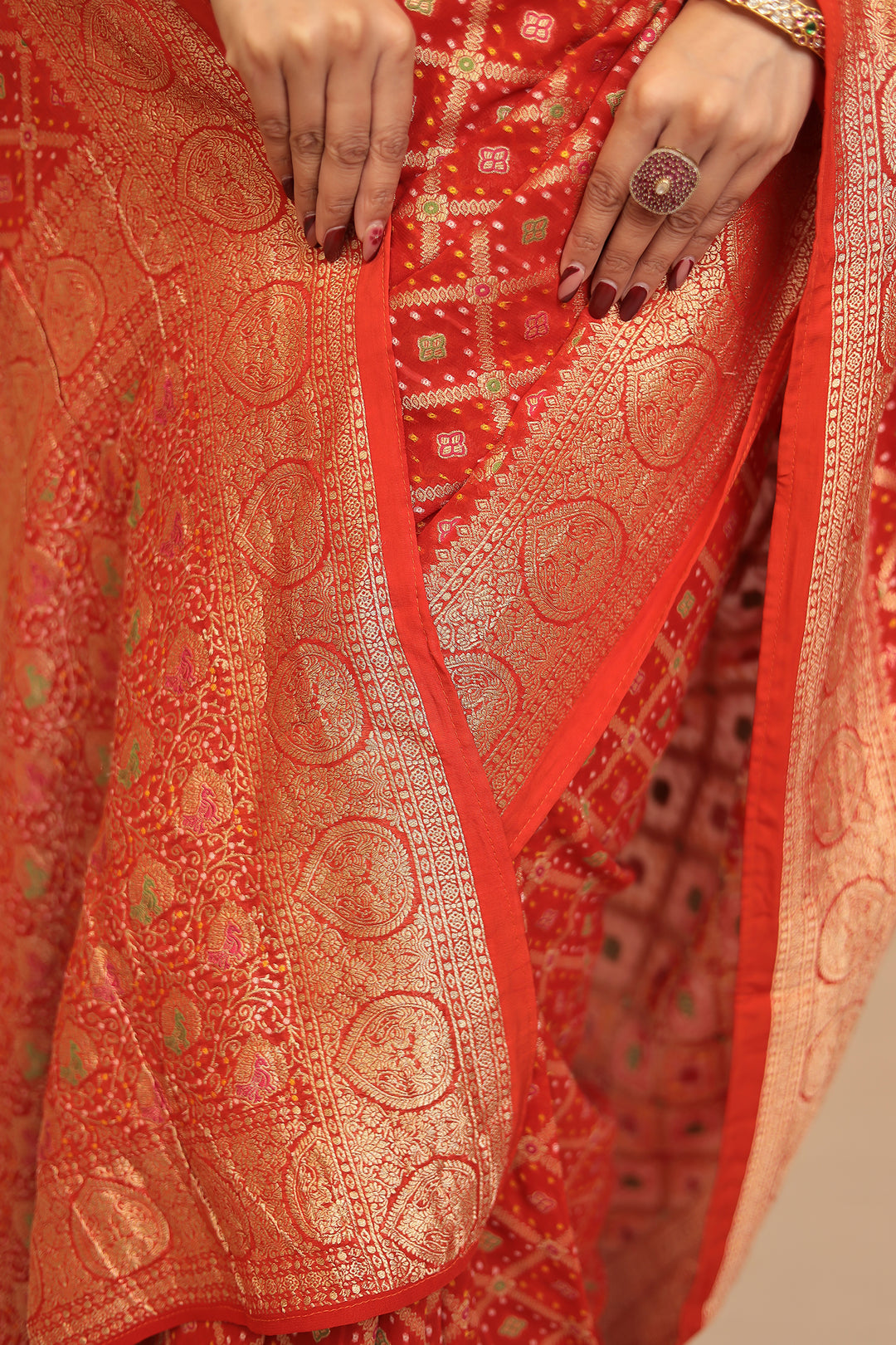 Bandhej, Power loom  Georgette  Saree