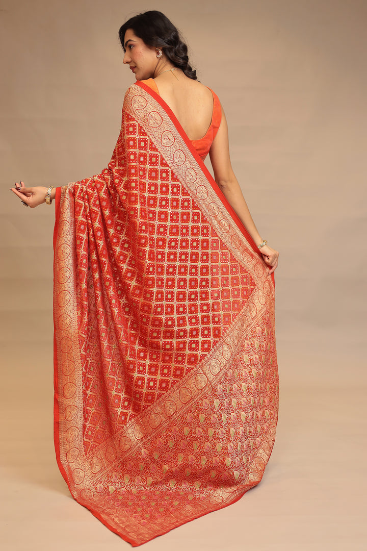Bandhej, Power loom  Georgette  Saree