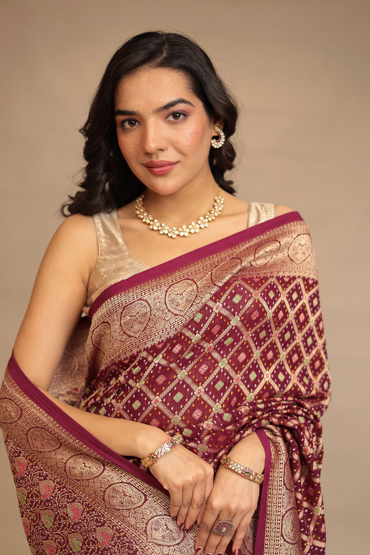 Bandhej, Power loom Georgette Saree