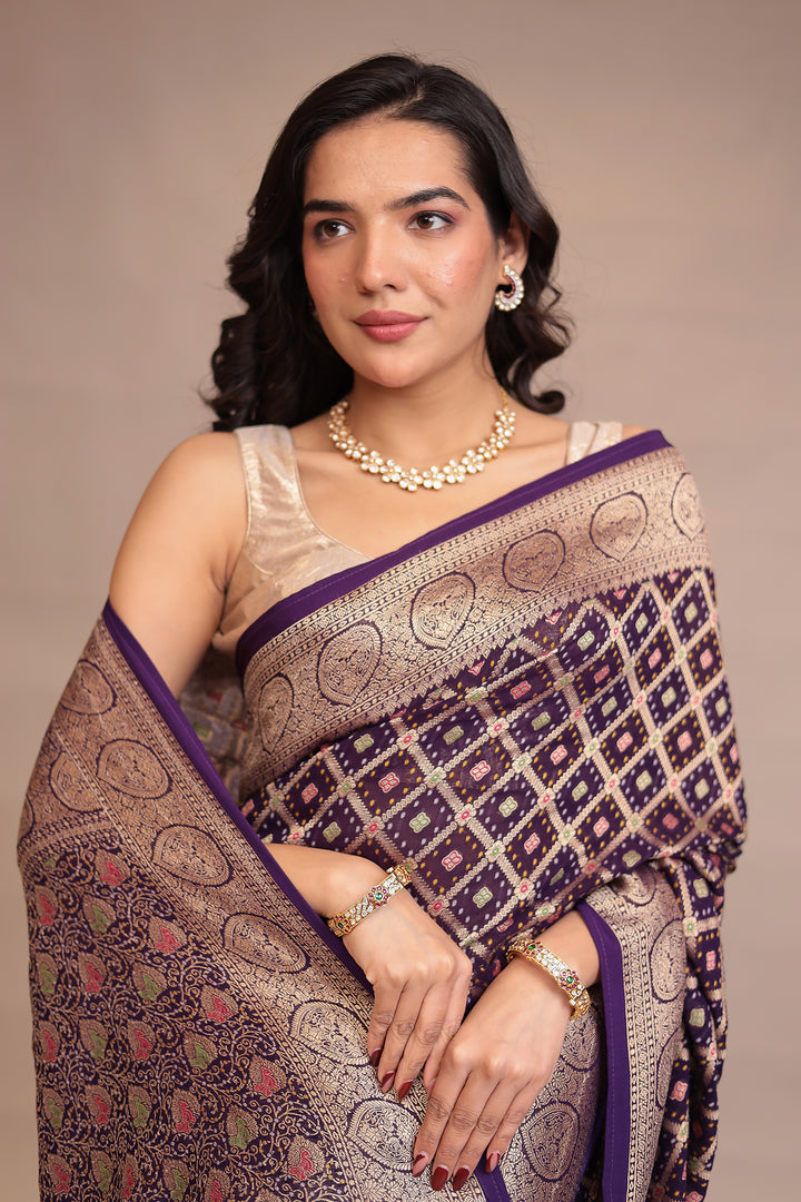 Brown Georgette Saree 
