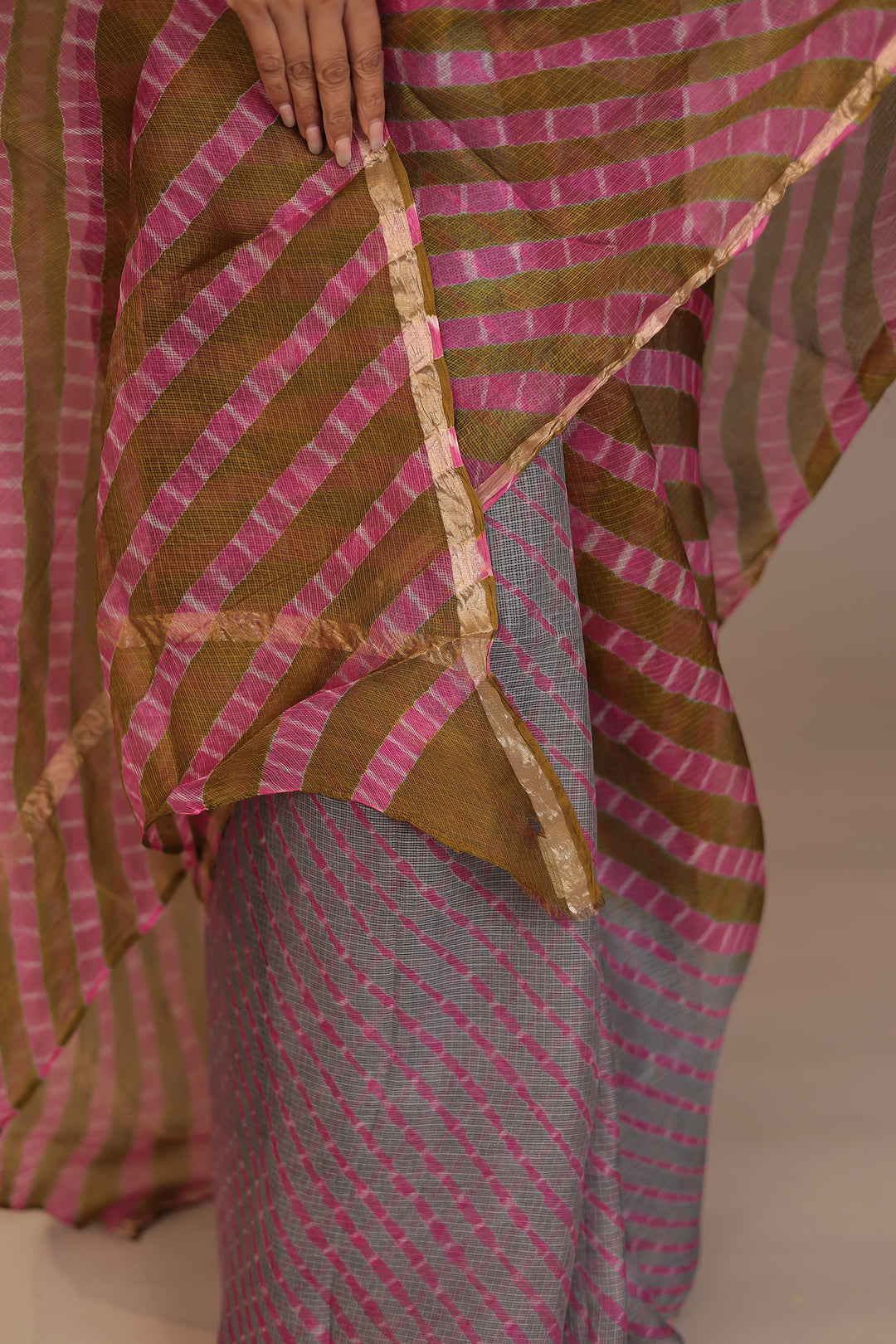 Leheriya Kota silk Saree with Zari work