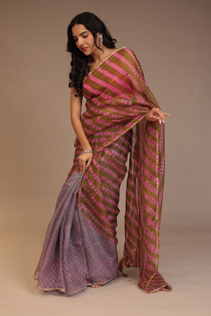Leheriya Kota silk Saree with Zari work