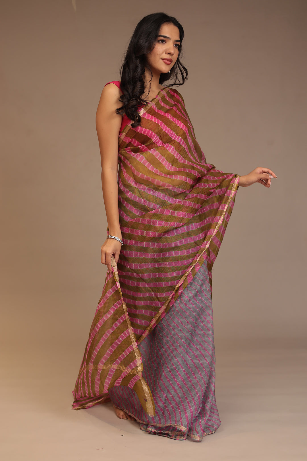 Leheriya Kota silk Saree with Zari work