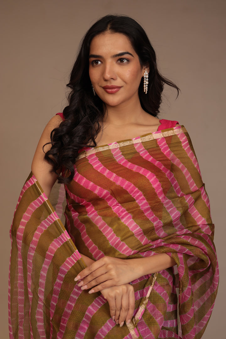 Leheriya Kota silk Saree with Zari work