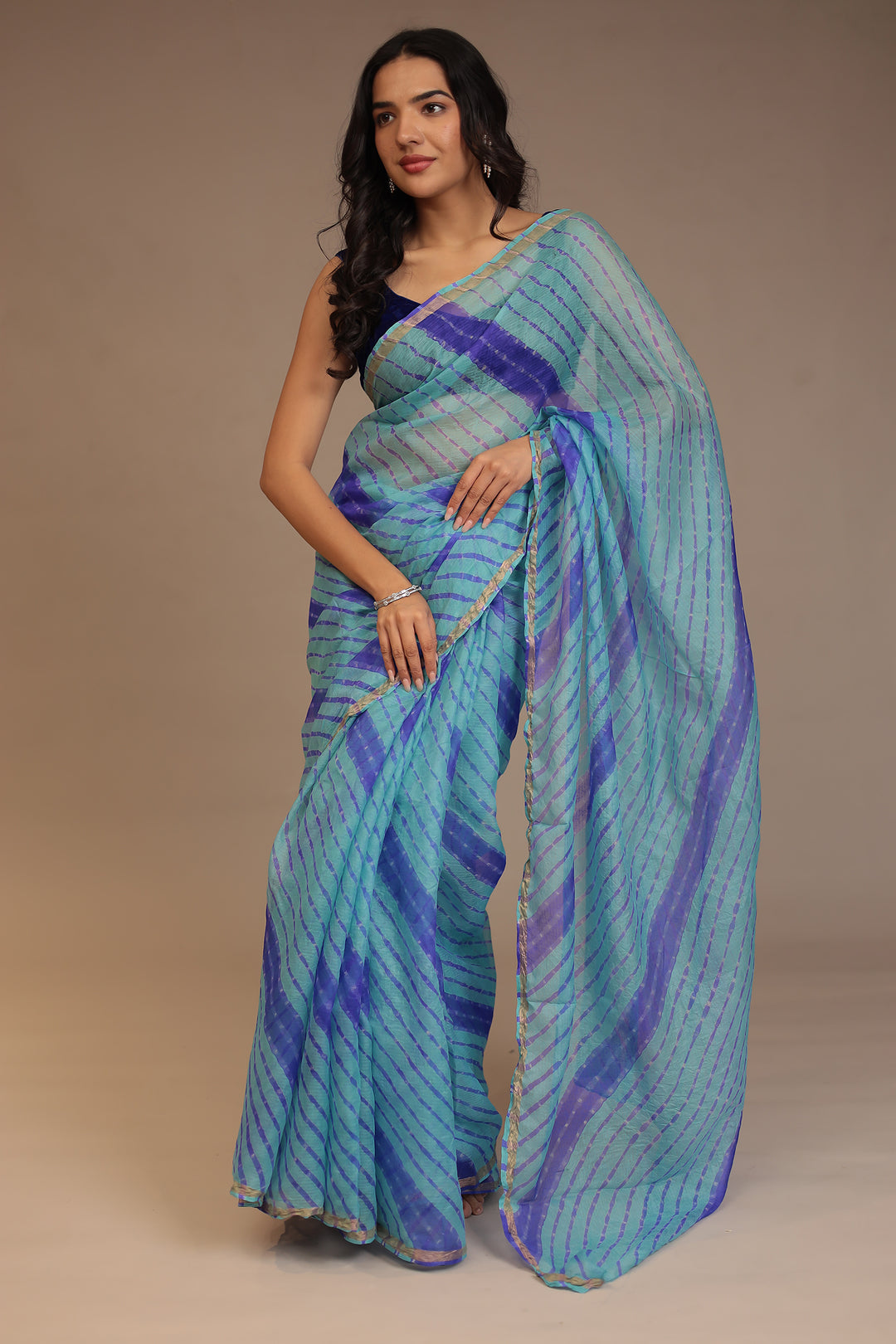 Leheriya Kota silk Saree with Zari work