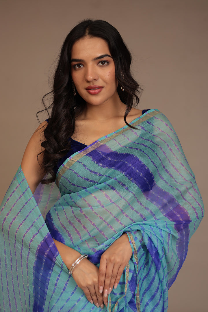 Leheriya Kota silk Saree with Zari work