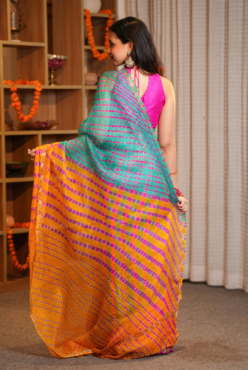 Leheriya Kota silk Saree with Zari work