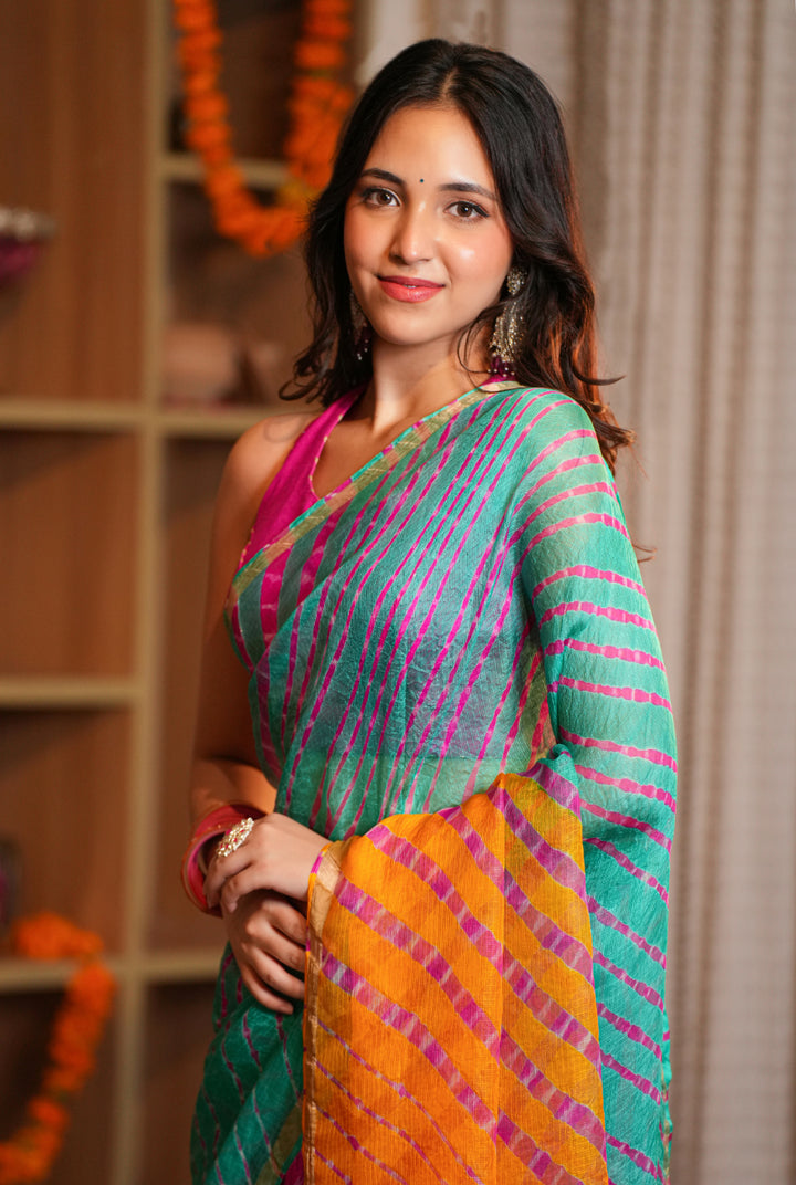 Leheriya Kota silk Saree with Zari work