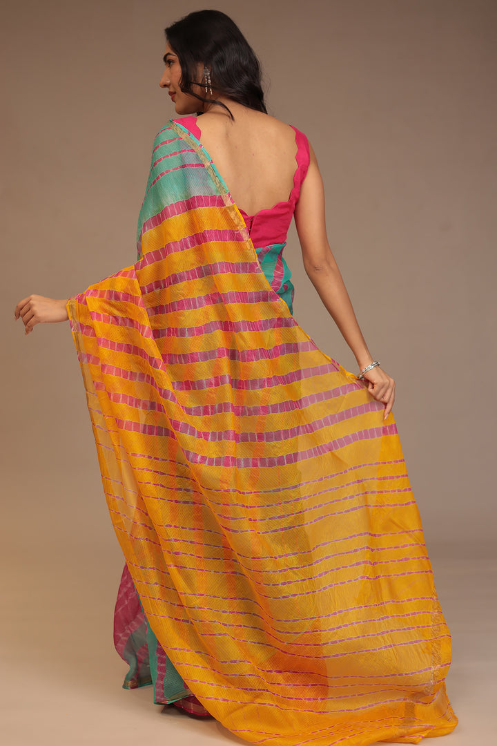 Leheriya Kota silk Saree with Zari work