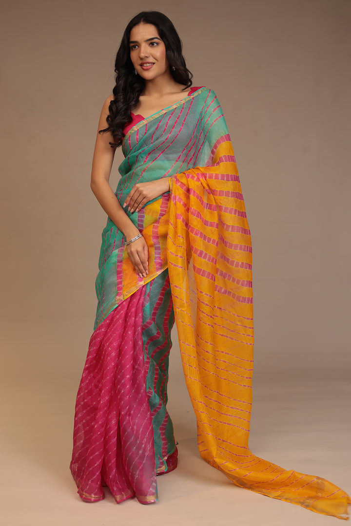 Leheriya Kota silk Saree with Zari work