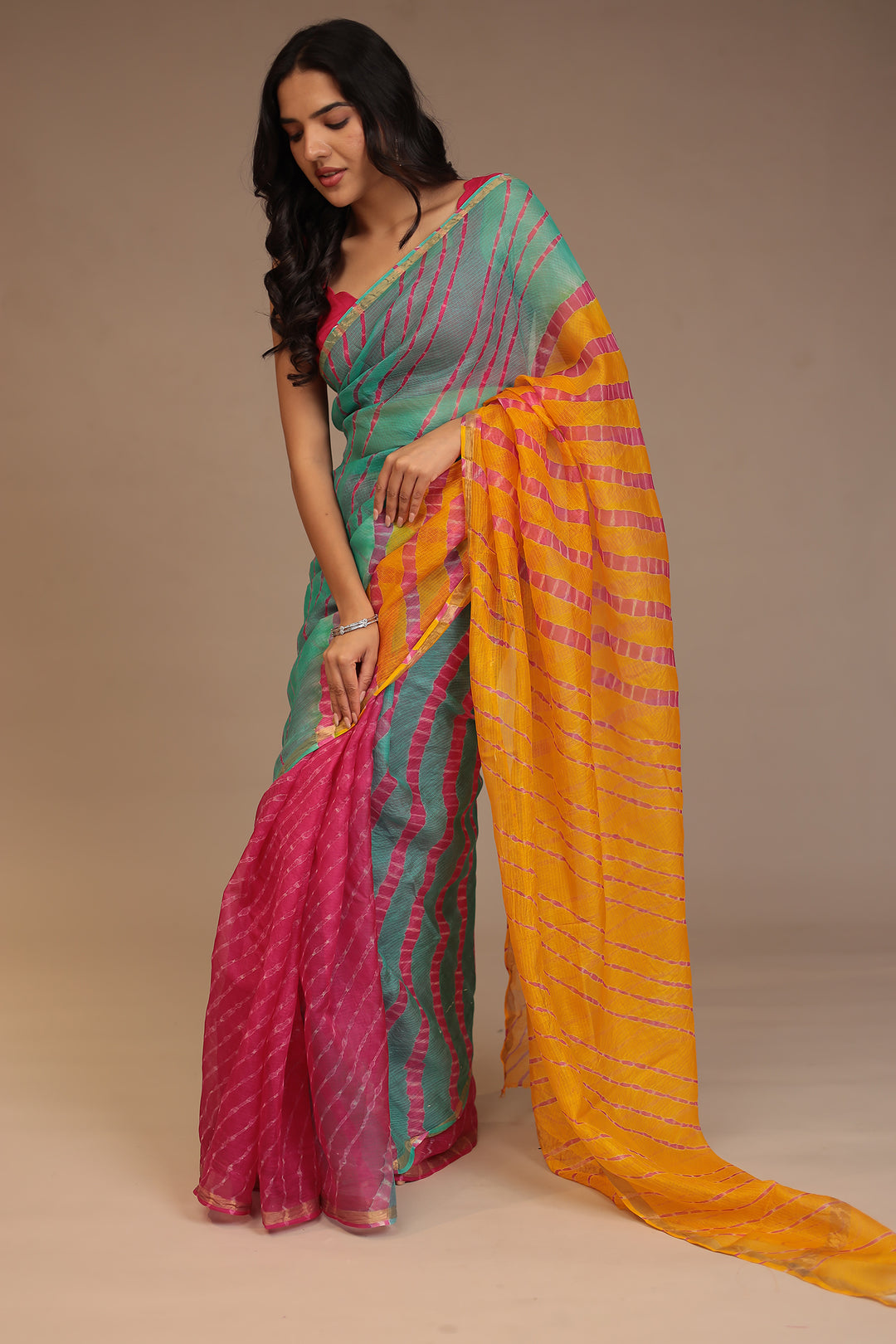 Leheriya Kota silk Saree with Zari work