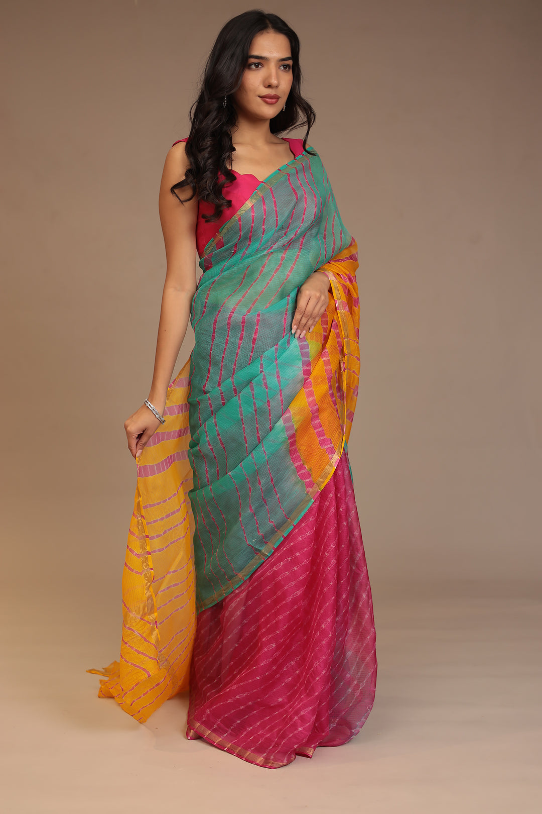 Leheriya Kota silk Saree with Zari work