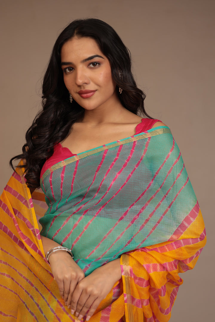 Leheriya Kota silk Saree with Zari work