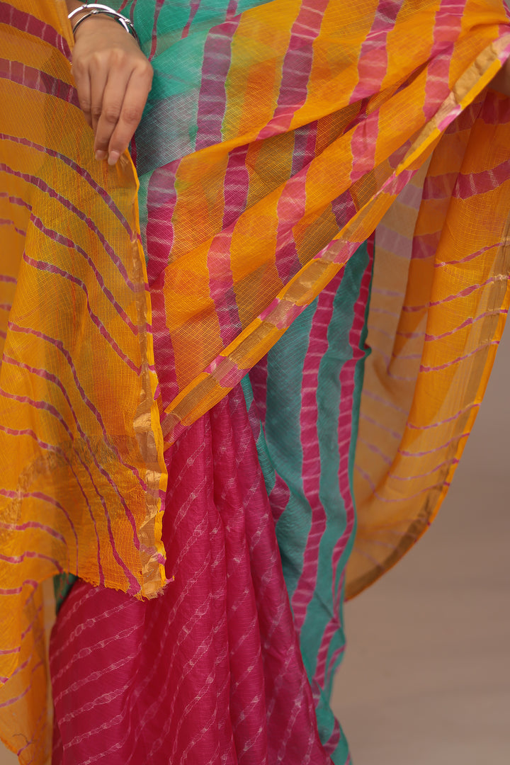 Leheriya Kota silk Saree with Zari work