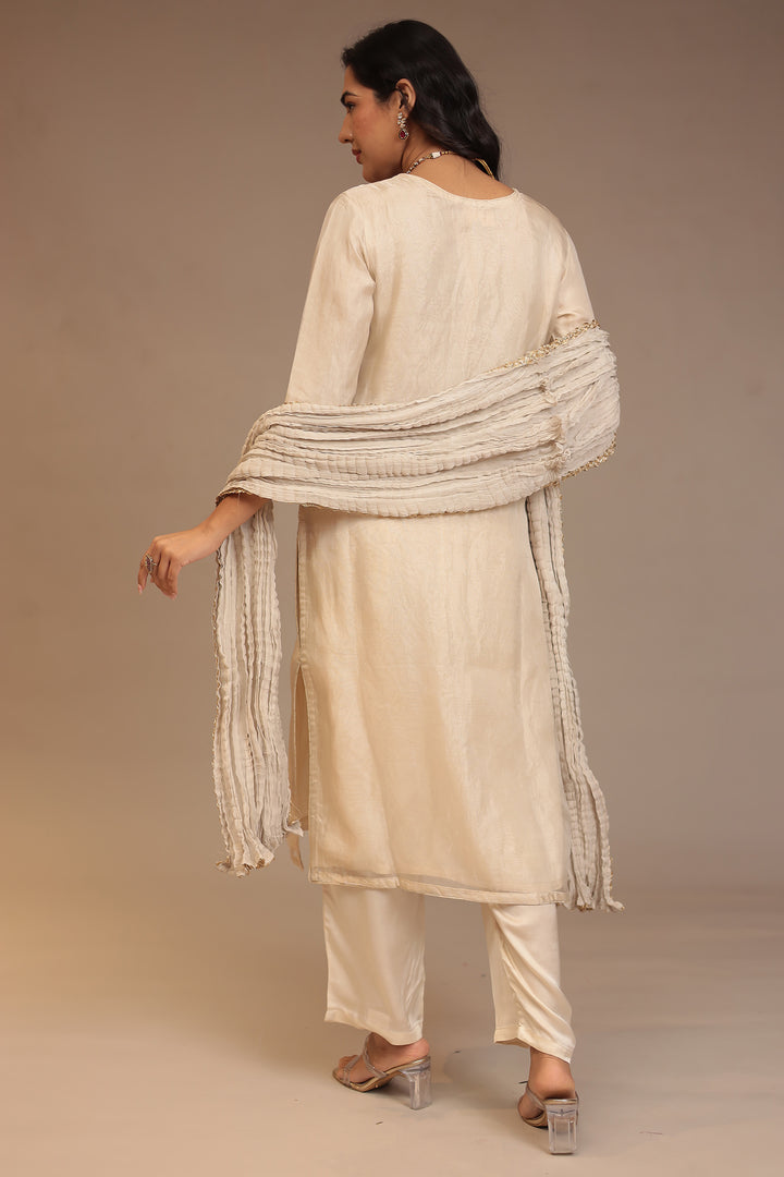 Tissue Suit with Aari, Cutdana, Gota Patti, Sequins work.