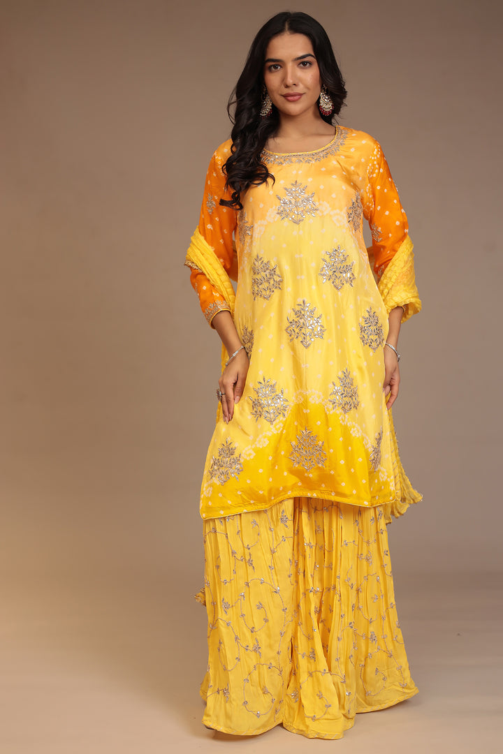 Silk Suit with Gota Patti work.