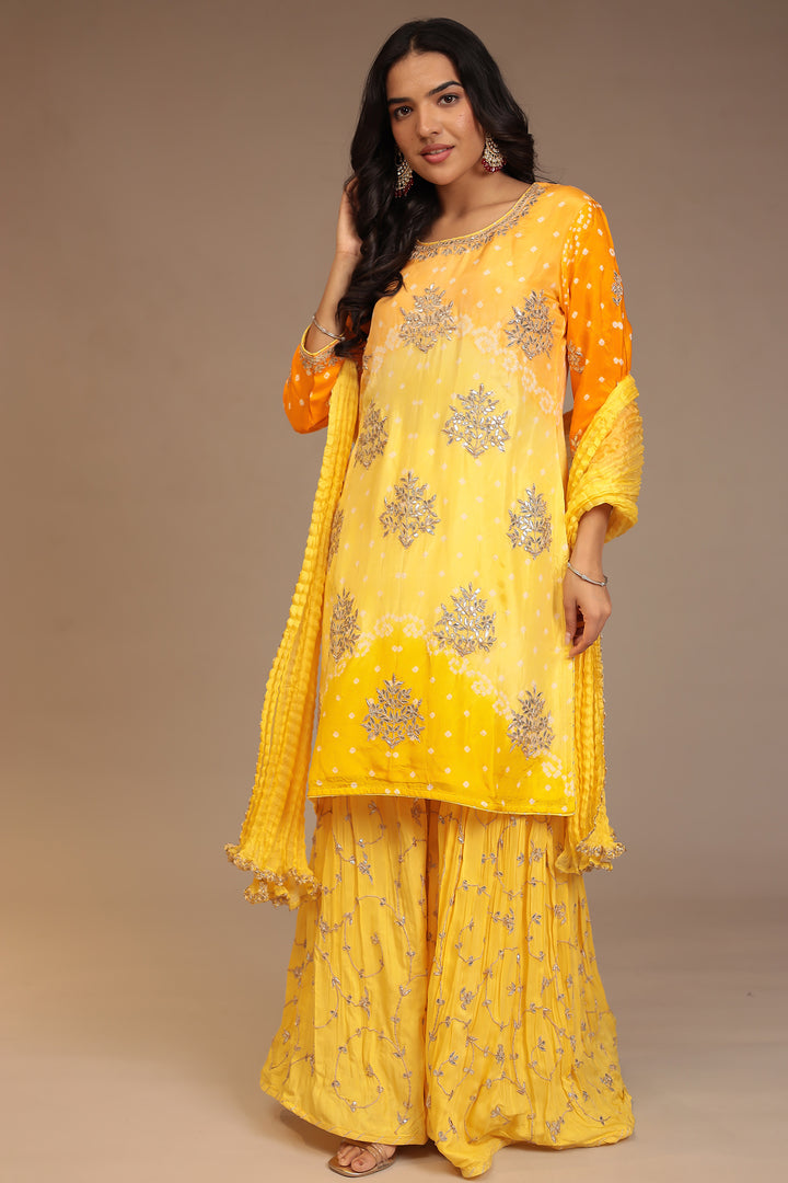 Silk Suit with Gota Patti work.