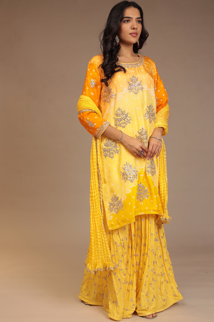 Silk Suit with Gota Patti work.