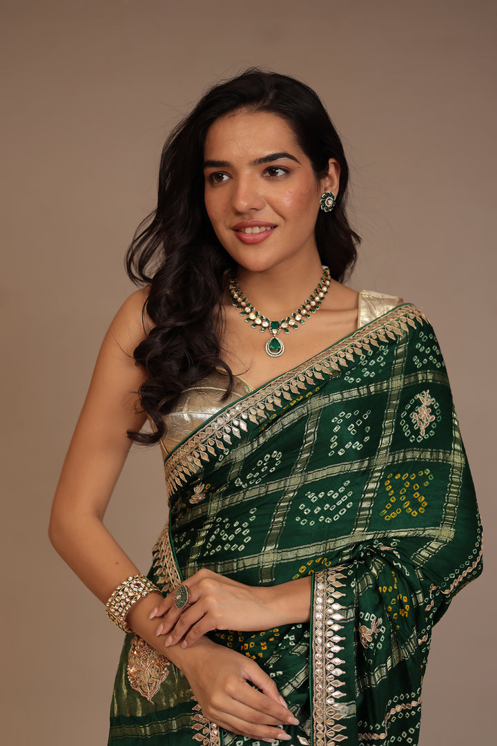 Ghatchola Gajji silk Saree with Dori, Gota Patti work.