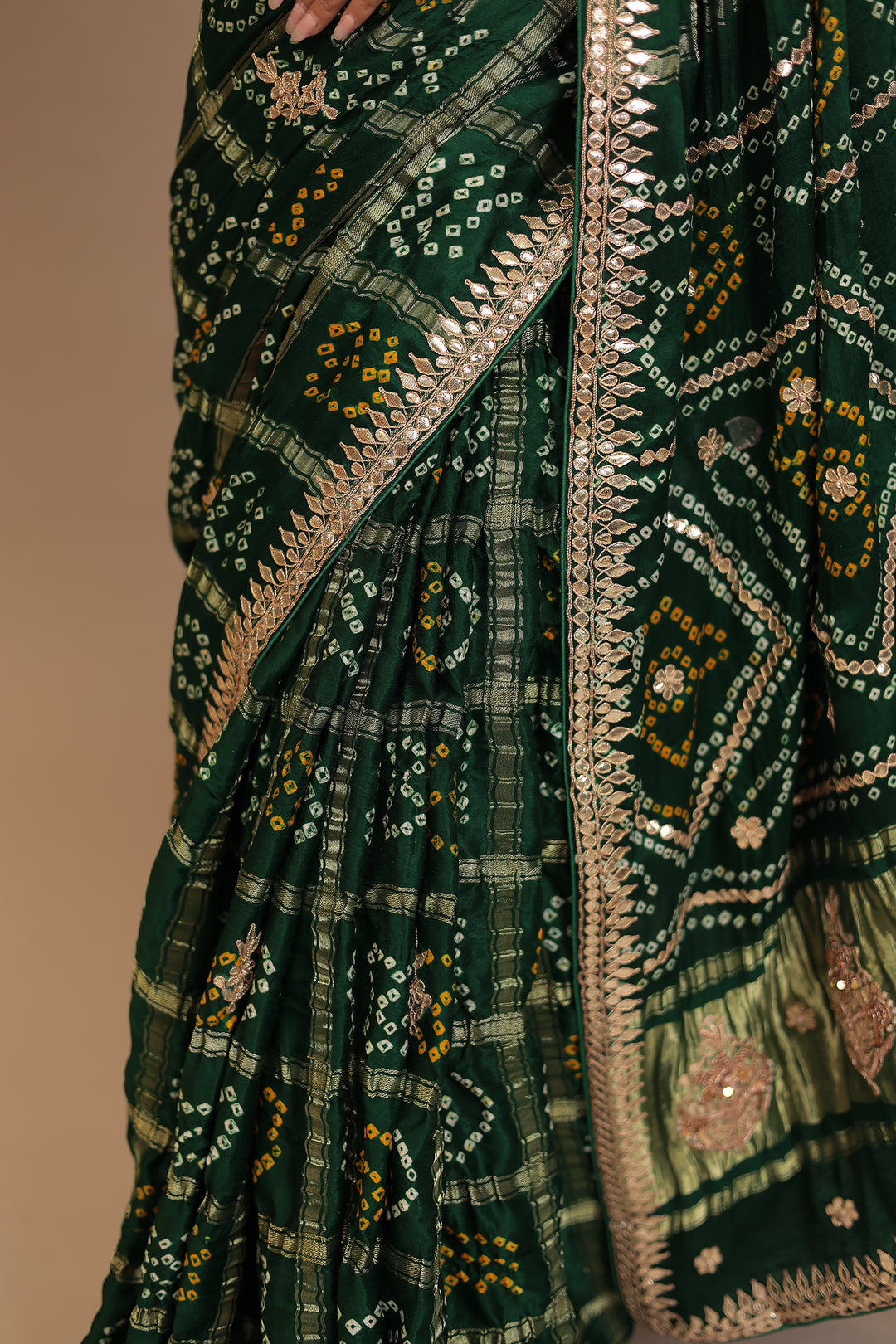 Ghatchola Gajji silk Saree with Dori, Gota Patti work.