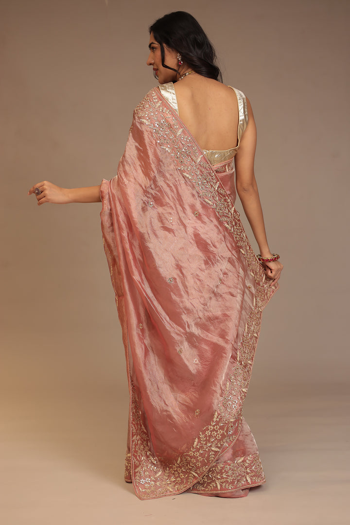 Tissue Saree with Aari, Gota Patti, Sequins work.