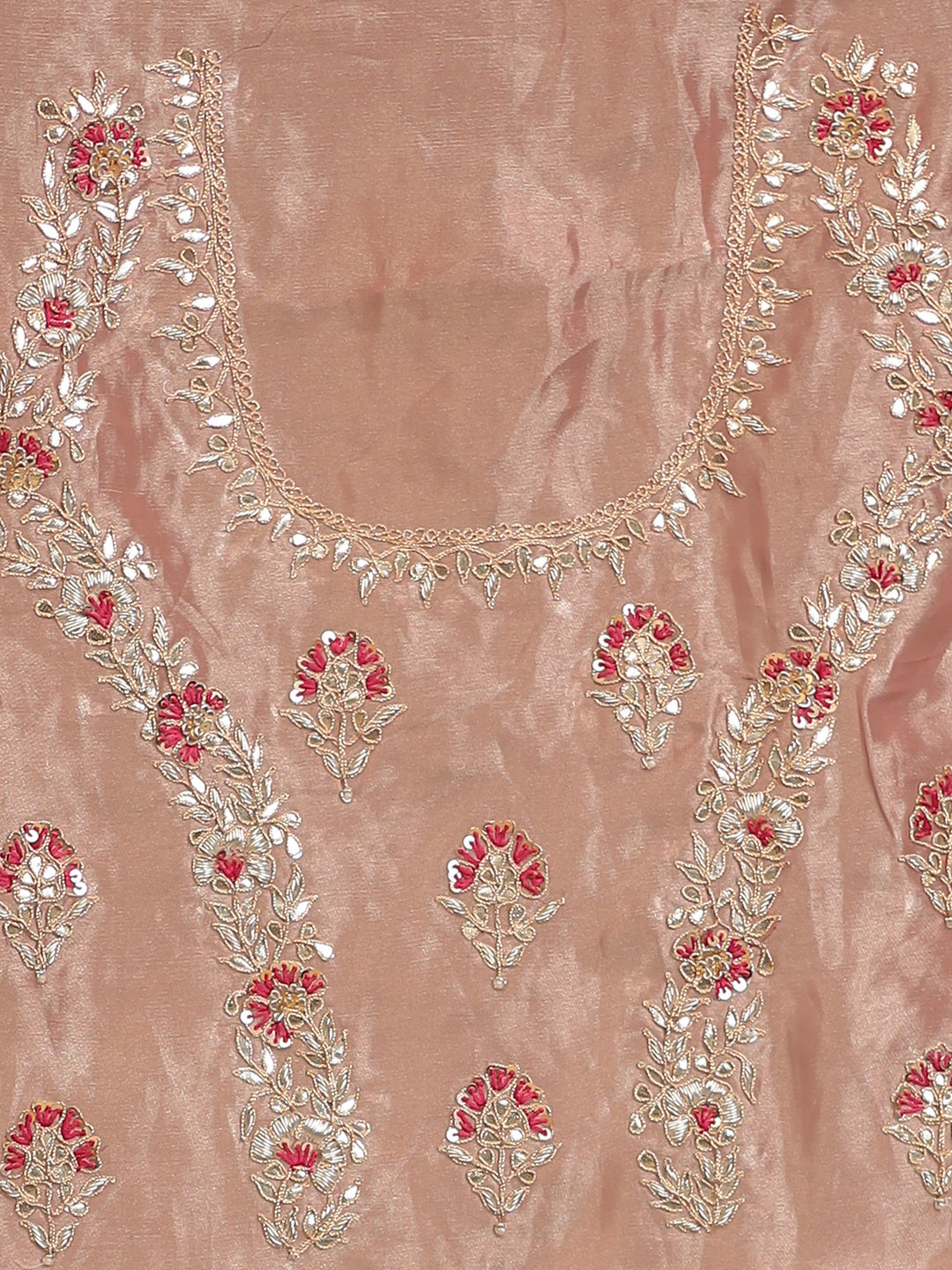 Tissue Saree with Aari, Gota Patti, Sequins, Thread, Zardozi work.