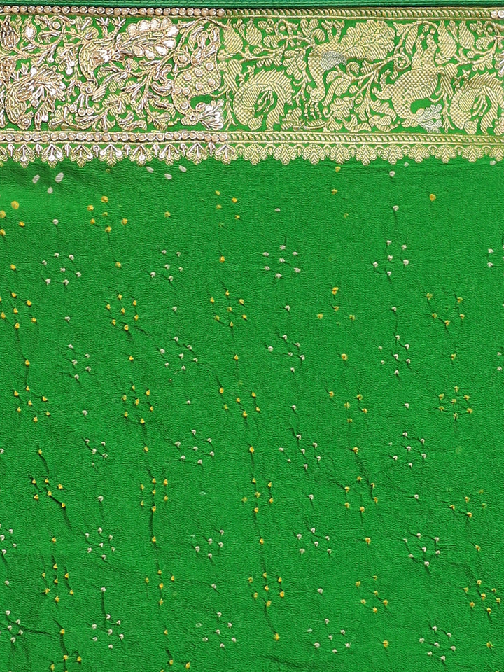 Bandhej Georgette Saree with Pearl, Sequins, Zardozi work.