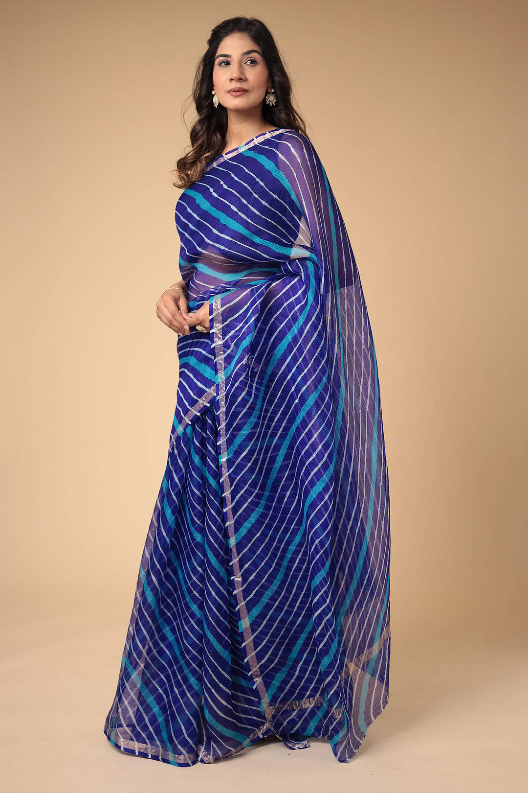 Kota Doria Silk Leheriya Saree – Zari Jaipur - Main Image