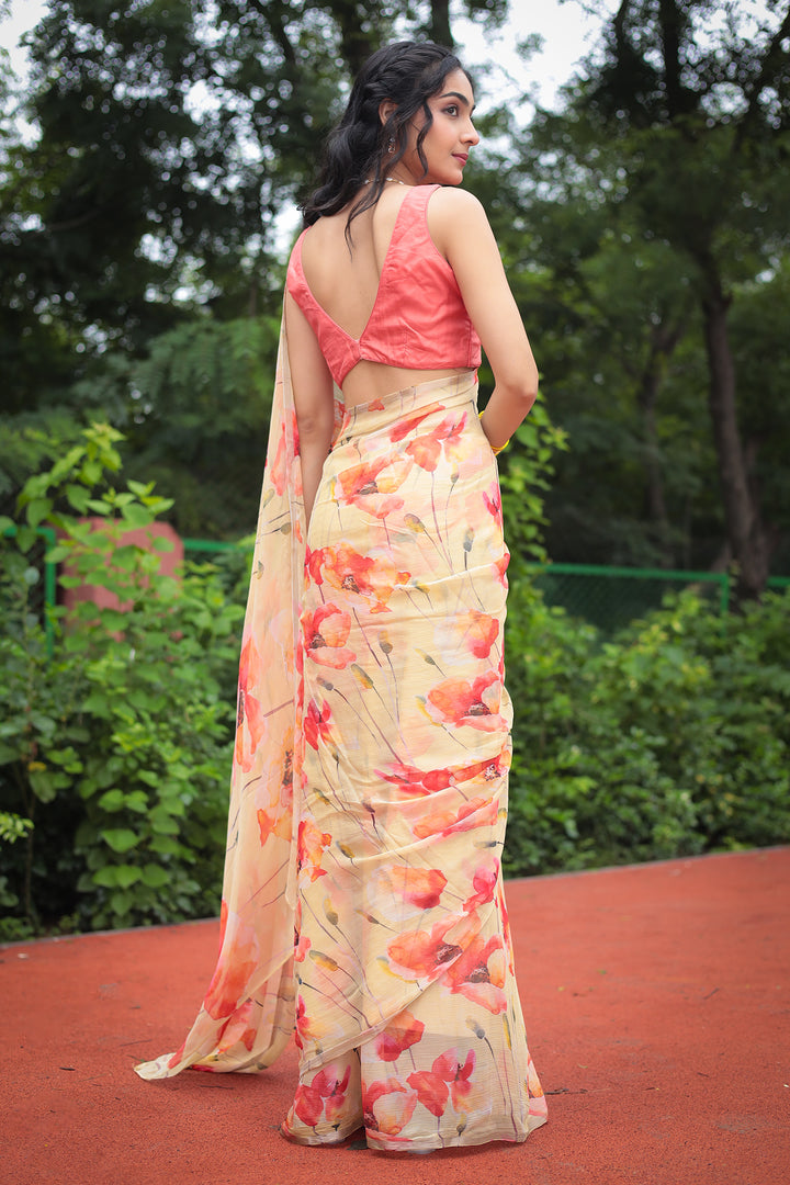 Digital Print Chiffon Saree