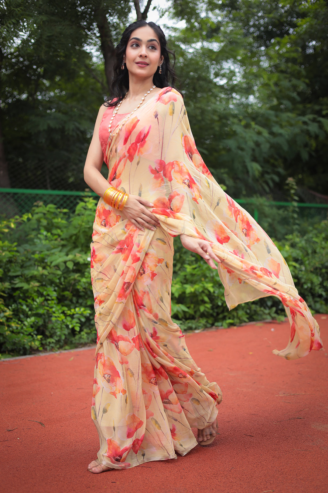 Digital Print Chiffon Saree