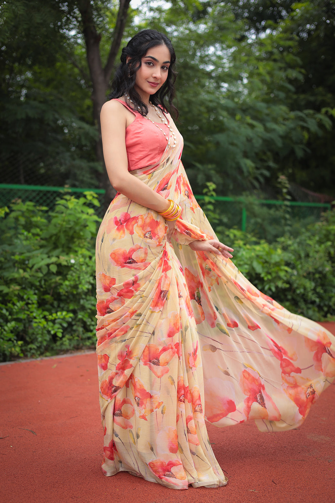 Digital Print Chiffon Saree