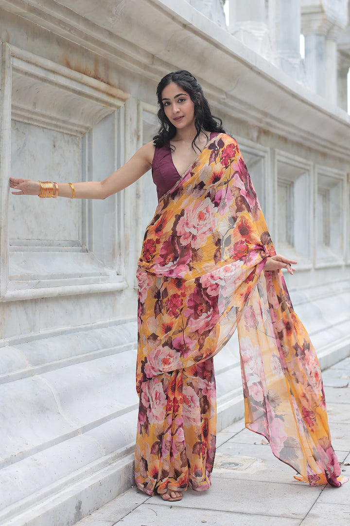 Printed Chiffon Saree
