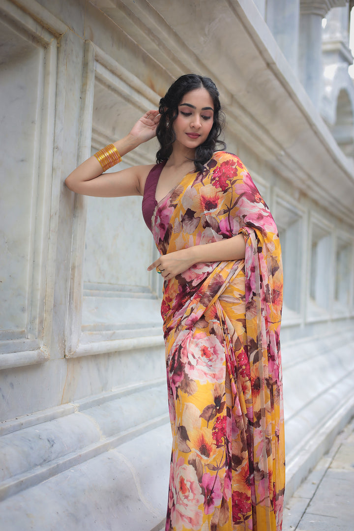 Printed Chiffon Saree