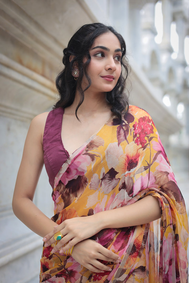 Printed Chiffon Saree