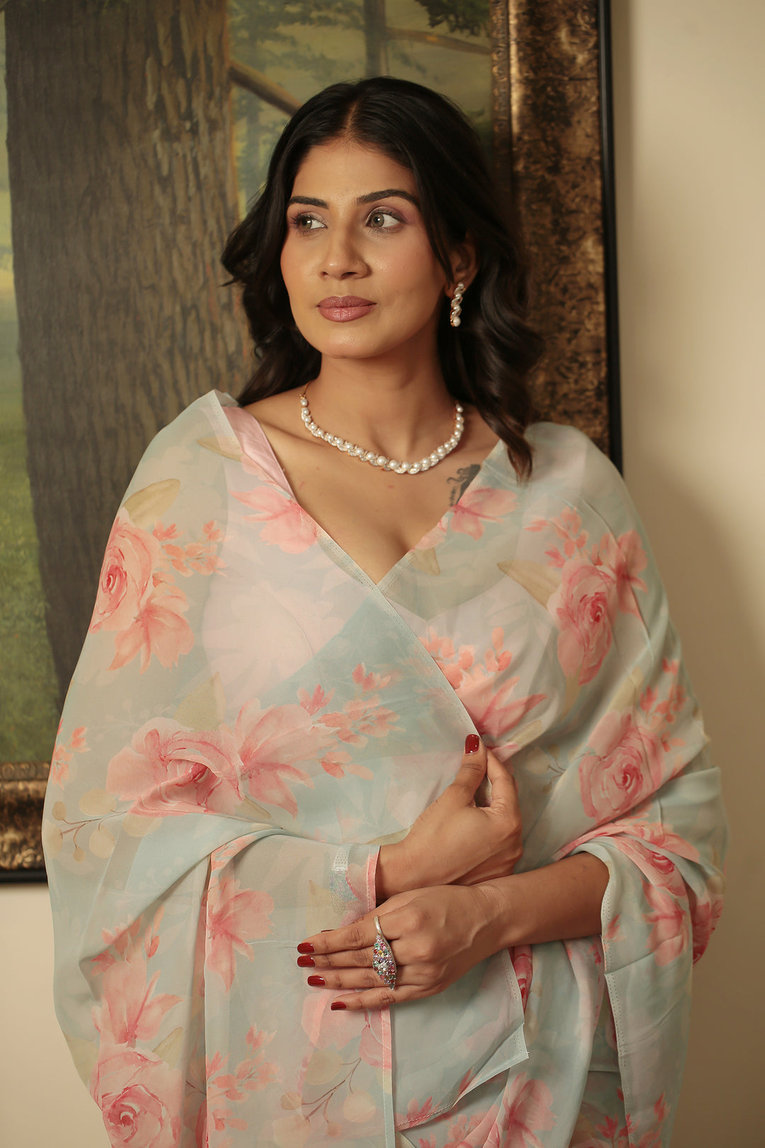 Digital Print Georgette Saree