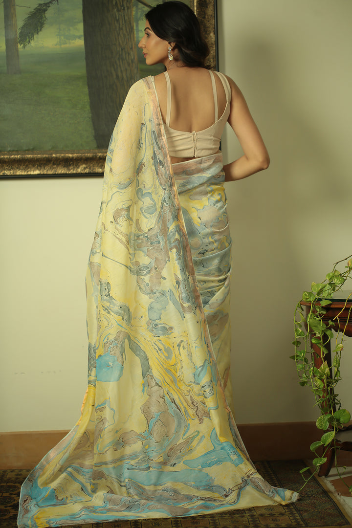 Printed Chanderi Saree with Zari work.