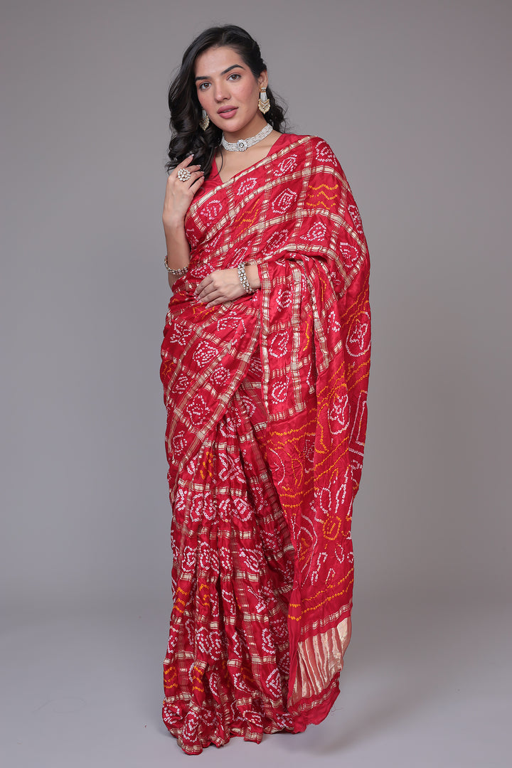 Bandhej Ghatchola Silk Saree with Zari work