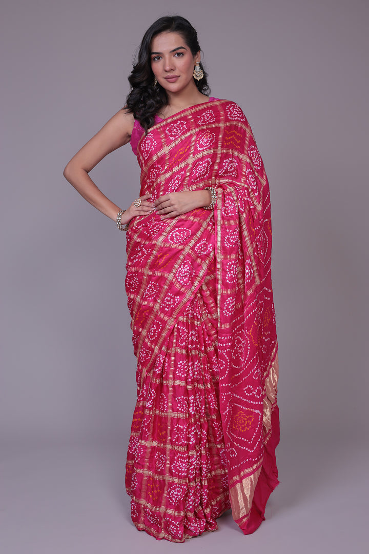 Bandhej Ghatchola Silk Saree with Zari work