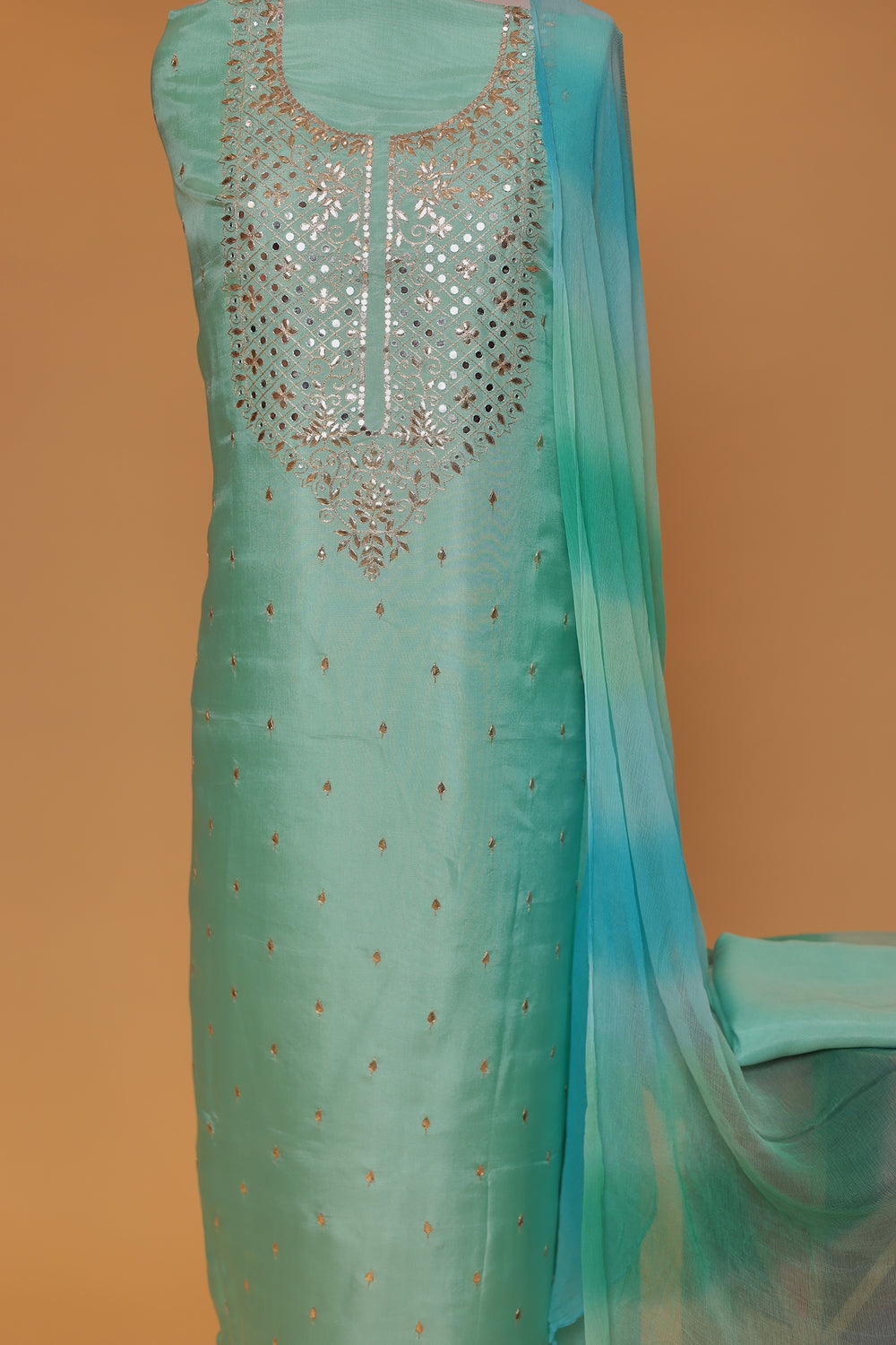 Buy Light Blue Embroidered Silk Suit for Women | Zari Jaipur