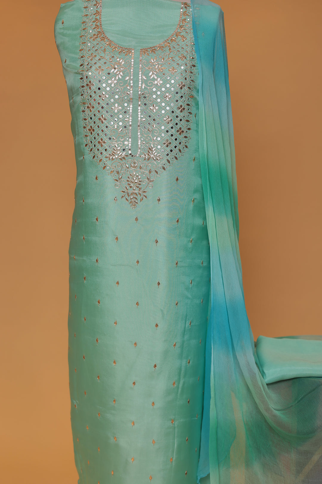 Buy Light Blue Embroidered Silk Suit for Women | Zari Jaipur