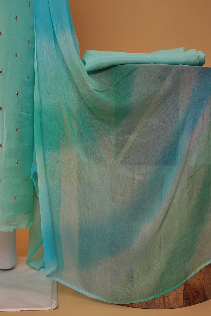 Buy Party Wear Light Blue Embroidered Silk Suit for Women | Zari Jaipur
