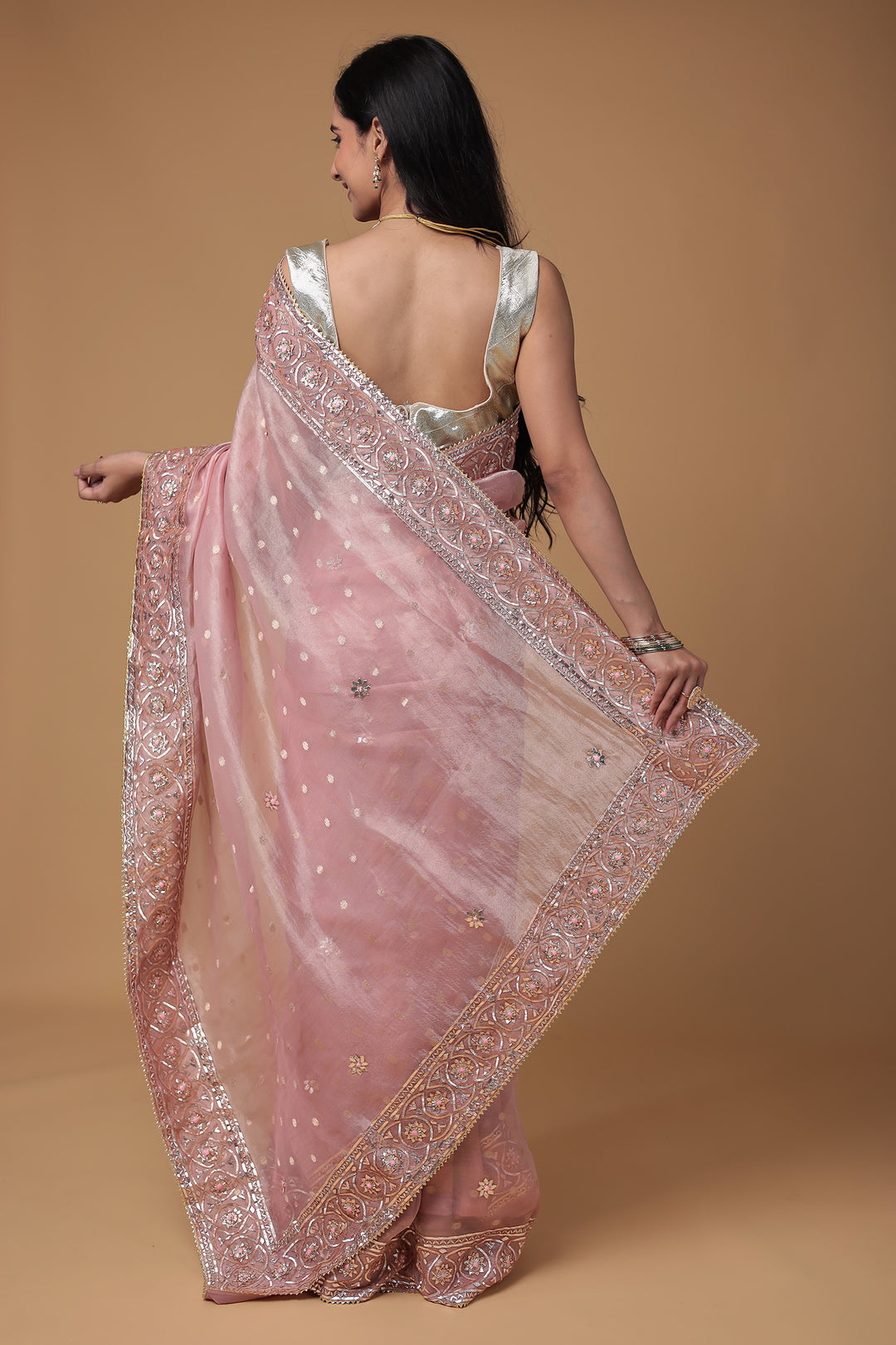 Banarasi Soft Tissue Saree Embellished with Gota Patti and Gota Work