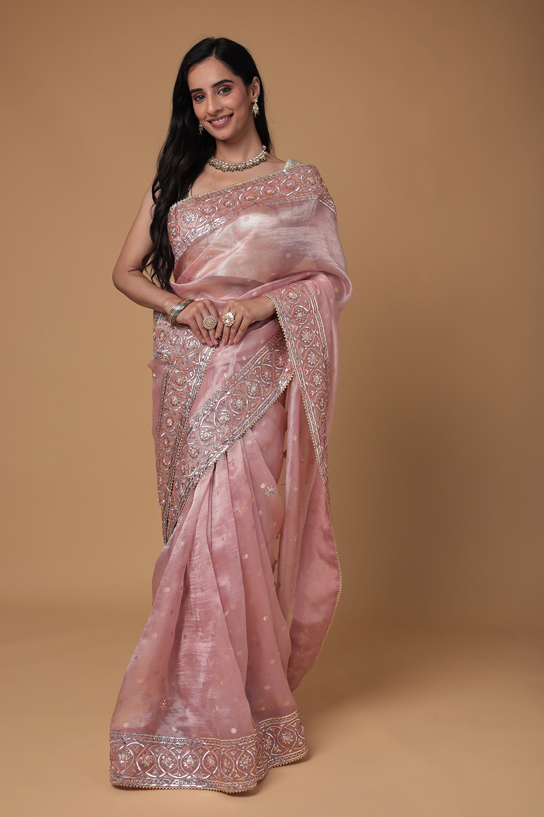 Banarasi Soft Tissue Saree Embellished with Gota Patti and Gota Work