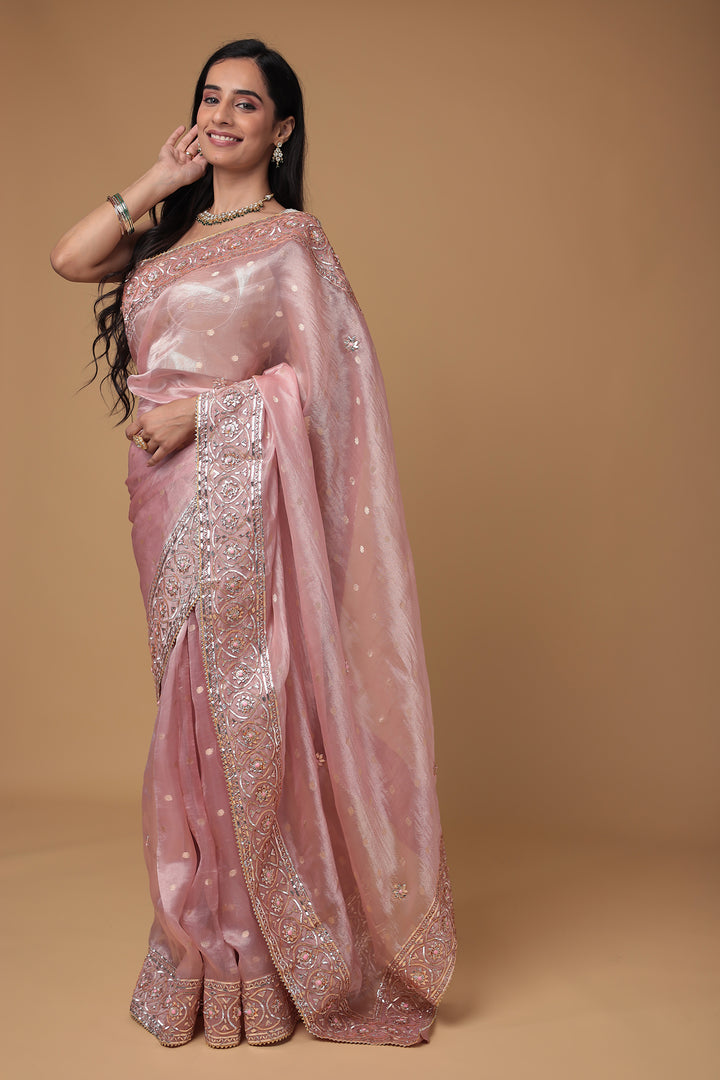 Banarasi Soft Tissue Saree Embellished with Gota Patti and Gota Work