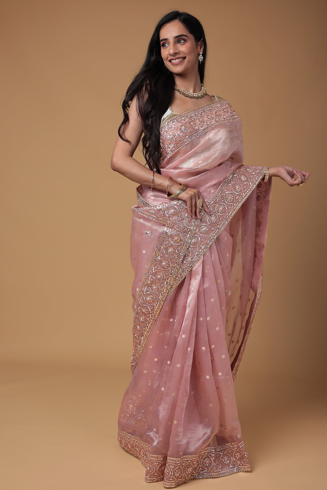 Banarasi Soft Tissue Saree Embellished with Gota Patti and Gota Work