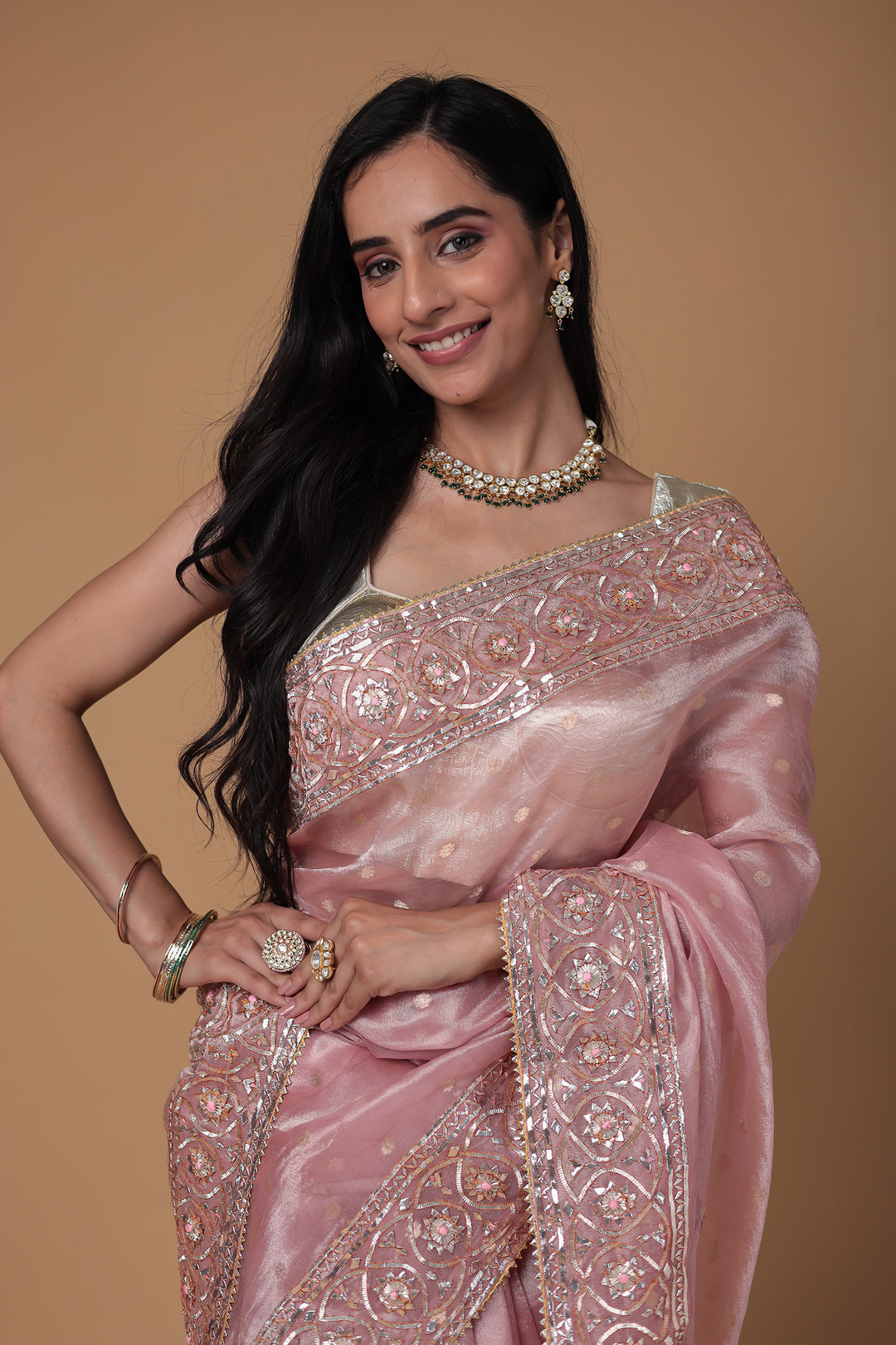 Banarasi Soft Tissue Saree Embellished with Gota Patti and Gota Work