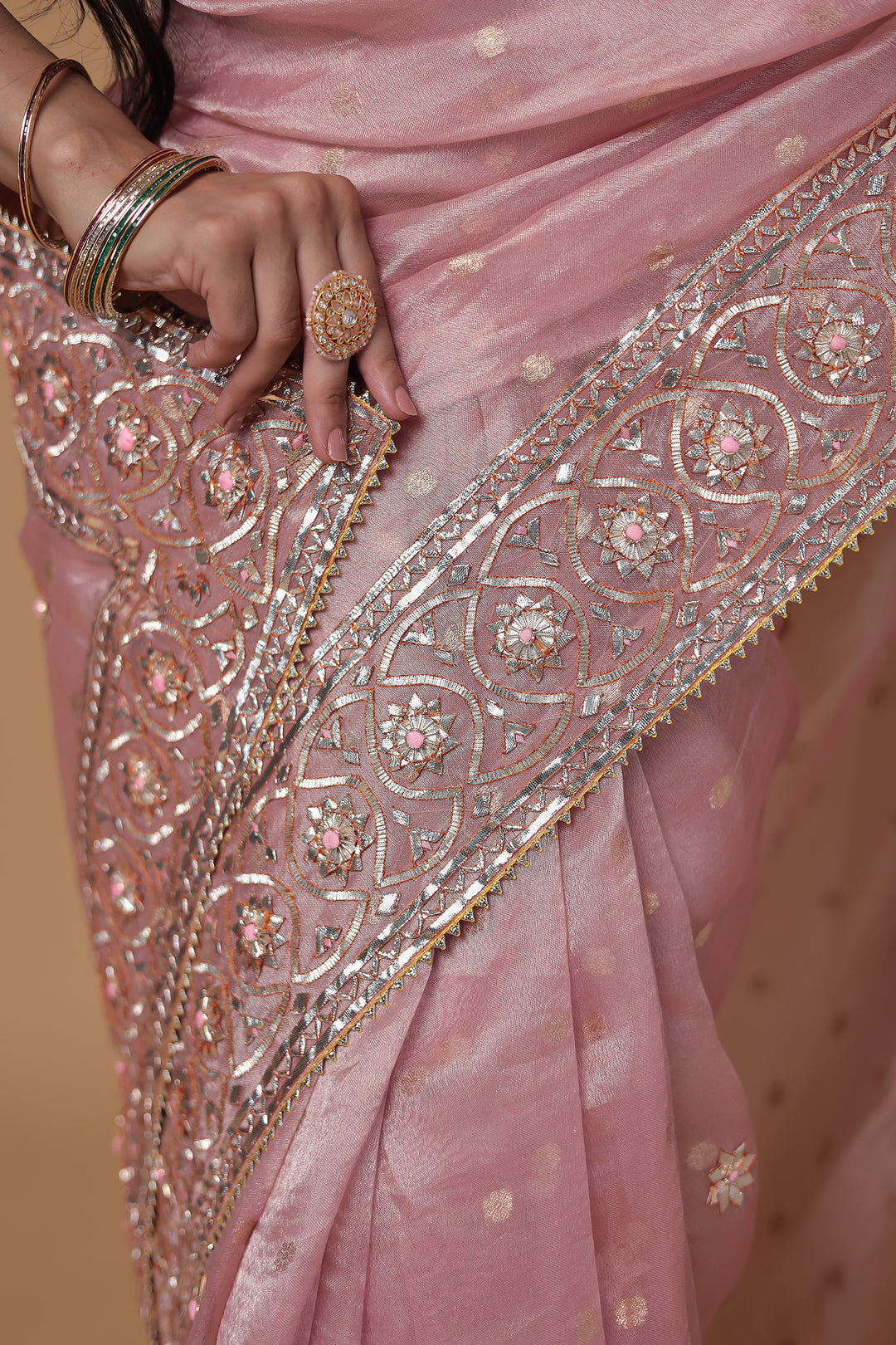 Banarasi Soft Tissue Saree Embellished with Gota Patti and Gota Work