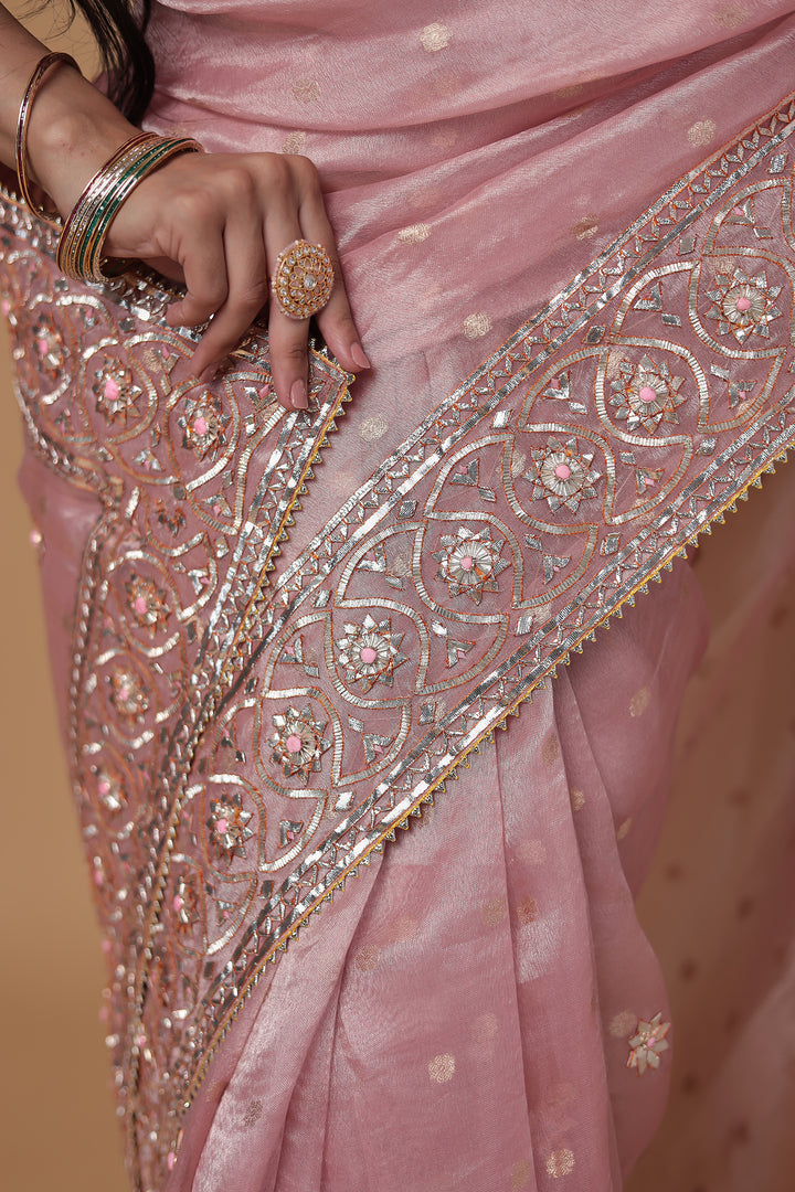 Banarasi Soft Tissue Saree Embellished with Gota Patti and Gota Work